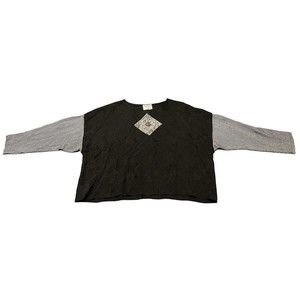 Jackie Loves John Black One Size Art To Wear Floral Stripe Whimsigoth Blouse